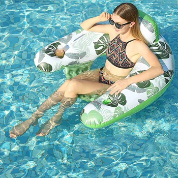 Плаващ стол за водни спортове от PVC с подстаканником, Надувное гаф седалка за басейна, сгъваеми трайни аксесоари за плуване за възрастни
