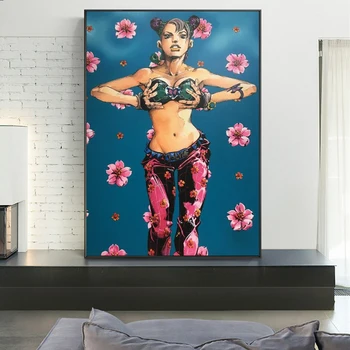 Плакати и щампи аниме Jolyne Kujo Dance Flower Girl, стенни картини за всекидневната, рисунки върху платно, плакати за декорация