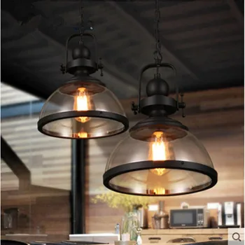 Полилей в стил Loft, ретро-индустриален стил, едностранно ресторант, бар, кафене, стъклена лампа