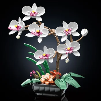 Популярният дизайн Цвете орхидея градивните елементи на играчки Развиване на блоковете комплекти фаленопсисов за декор на работния плот