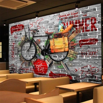 Потребителски тапети 3d стенопис ретро носталгия под наем бар кабелна телевизия фон на стената хол кафе украса живопис papel de parede тапети