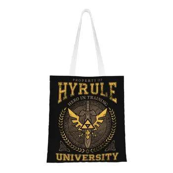 Потребителски холщовые чанти за пазаруване Legend Of Zeldas, дамски чанти за многократна употреба за пазаруване в магазин за хранителни стоки Hyrule College Мъкна