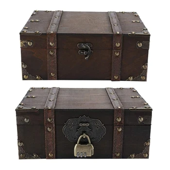 Правоъгълна дървена кутия за Съхранение с капак за Организаторите-притежатели на бижута Treasure