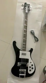 Продажба на едро Изработен по поръчка 4-струнна електрическа бас-китара от черно и розово дърво с брачните и бяла накладкой190118