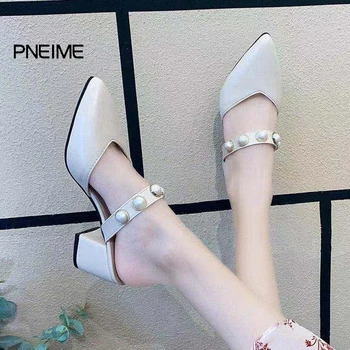 Пролет-лято нови дамски сандали на висок ток, модни корейски дамски чехли за почивка на висок ток