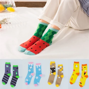 Пролетно-есенни японски чорапи в стил харадзюку, женски сладки цветни чорапи с мультяшными животни, корейски тенденция на модата, улични чорапи за момичета