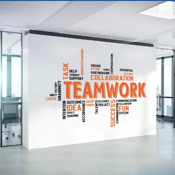 Работа в екип Офис Вдъхновяваща Цитат на Стикер На Стената Стикер За Успех В Бизнеса Сътрудничество Мотивационни Цитат на Винил Декор