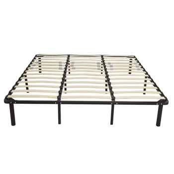 Рамка на легло, Дървена летва, легла и здрава метална стоманена поставка Twin/Full 2 Размер на Черно 79x75x14 см [В наличност в САЩ]