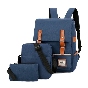 Раница, бизнес чанти с голям капацитет, пътна чанта за отдих на открито, комплект с външен USB порт, тъмно син