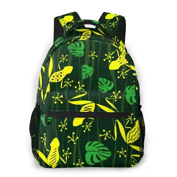 Раница за пътуване, контур жаби и листа, вълнообразни раница за Момичета, дамски Училищна чанта с голям капацитет