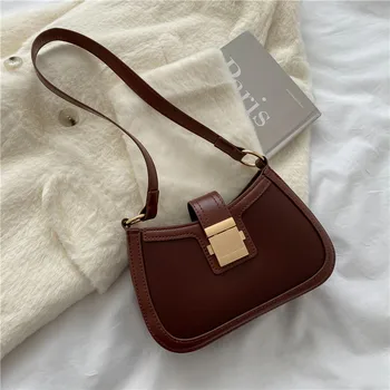 Реколта модерна дамска чанта през рамо, однотонная лакирана чанта от изкуствена кожа, дамски модни брандираната проста женска чанта на верига
