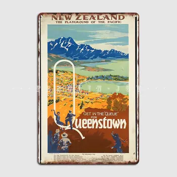 Реколта рекламни плакати за пътуване в Квинстауне, Нова Зеландия, плакат, метални табели, механа, Гараж, тенекеджия надписи по поръчка