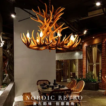 Ретро Креативна лампа с оленьими рога, led таван с полилей, висящ лампа за бар и ресторант в индустриален стил, пасторальный стил, окачване за хол