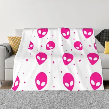 Розови и бели завивки с извънземен дизайн, дышащее меко фланелевое космическото одеяло Sprint Sci Fi НЛО за дивана, улични легла