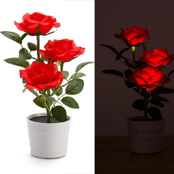 Розови нощни лампи, изкуствени банкетни цветя, атмосферни настолна лампа, сватбени валентин за приятелка, идеален подарък