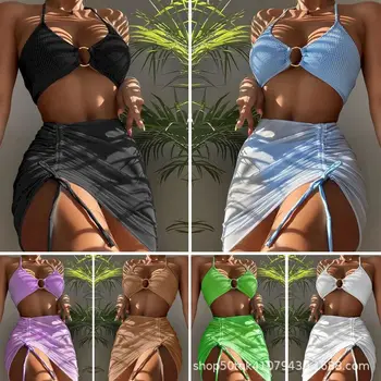 Секси Комплекти бикини от 3 теми за жени, новост 2023, Елегантно обикновен дамски бански костюми, Бански-танкини, Дамски бански костюми, плажни дрехи