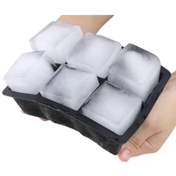 Силиконова форма за приготвяне на лед, под формата на големи кубчета лед, Голяма квадратна тава за лед, уиски, Вино, кубчета лед, хокей на коктейл, модел за бар и пъб 