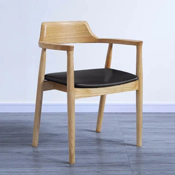 Скандинавските Дървени Трапезни столове с Ергономичен Мобилно Градинско кресло ръчно изработени от кожа, Елегантен Кухненски Мебели Sillas Para Comedor