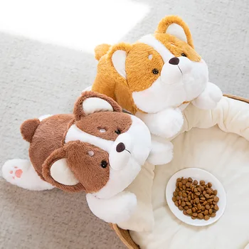 Сладки плюшени играчки за дебелото куче corgi, меки кукли-възглавници с анимационни кученце, кавайные животни, творчески сладък подарък за деца