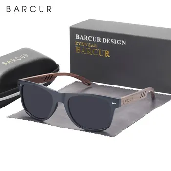 Слънчеви очила от дърво BARCUR Design мъжки слънчеви очила от естествен орех, дамски слънчеви очила, очила с поляризация, очила с защита от uv