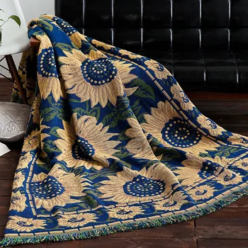 Слънчогледово Вязаное покривки, памучно покривка за дивана, на американската мека мебел възглавница, кърпа в стил кънтри, калъф за дивана, Одеало за дома, Текстил