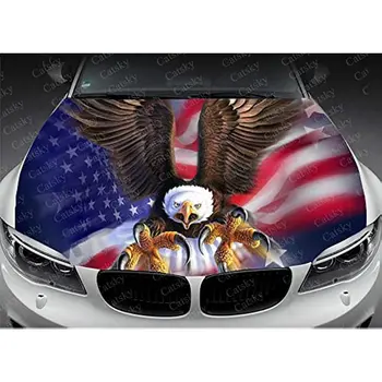 Стикер с орел върху американския флаг, Vinyl стикер с изображение на Орел, Стикер на камион, Стикер на камион, Стикер на предния капак (Type4)