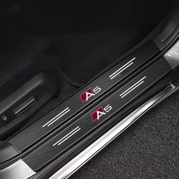 Стикери от карбон са на прага на колата, защита от надраскване, задна броня за audi A5 с логото, автомобилни аксесоари