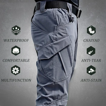 Тактически панталони-карго, мъжки външни непромокаеми бойни камуфляжные панталони SWAT, ежедневни панталони с много джобове, мъжки работни джоггеры