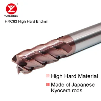 Твердосплавная fresa HRC63 от вольфрамовой стомана Endmill 4 мм, 6 мм, 8 мм, 10 мм, 12 мм за висока твърдост Материал стомана прес-форма на Steelal