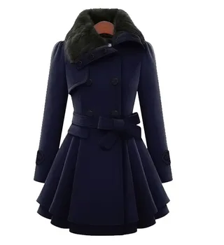 Тренч на копчета, женски палта, зимни однобортное елегантно черно палто 2023, есенна мода стилни връхни дрехи за момичета, палто