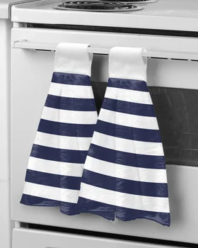 Тъмно-синьо и бяло кърпа за ръце в ивица от микрофибър, салфетки за окачване, кърпа за почистване на съдове, кърпа за баня, кухненски Инструменти, Аксесоари