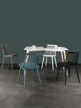Уиндзор стол, маса и стол за креативност в скандинавски стил, Сватбен пластмасова маса за хранене, стол, Бял стол, с отворена облегалка, Обща легло