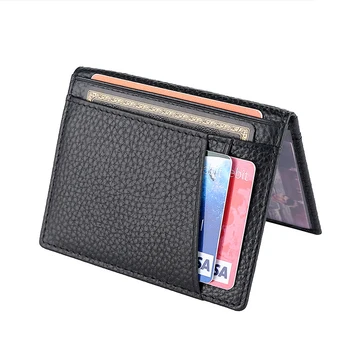 Ултра-мек портфейл от естествена кожа, мъжки държач за банкови Кредитни карти, противоугонный супертонкий малко в чантата си за самоличност