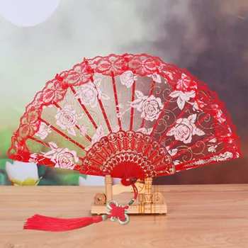 Фен с цветя модел, кухи дантелени сгъваеми вентилатора, танцови женски сватбени на вентилатора, сгъваеми вентилатора, декоративен Домашен декор