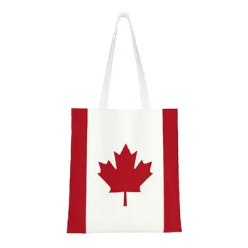 Флаг на Канада Чанти-Тоут за Пазаруване с Продукти, Дамска Мода, Патриотизъм, Холщовые Чанти-Шопперы, Чанти през Рамо с Голям Капацитет