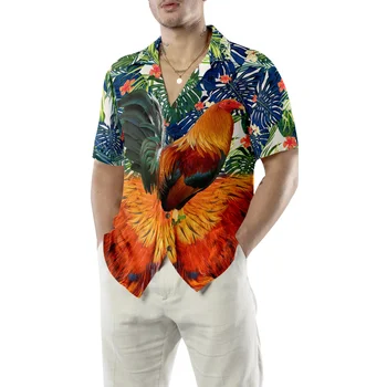 Хавайска риза с Петел, мъжки ежедневни риза с принтом за лятна почивка на море, новост 2023 г., мъжки блузи