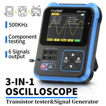 Цифров Генератор на сигнали oscillo FNIRSI ДСО-TC3 с честота на дискретизация 10 държави-членки/с, Честотна лента от 500 khz, Подкрепа за Откриване на Диодни транзистори LCR