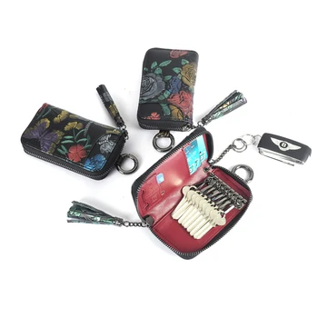 Чанта за ключодържател дамска елегантна многофункционална малка модерен ръчно рисувани за автомобилни ключове с голям капацитет