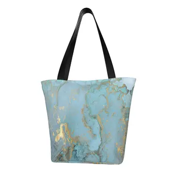 Чанта за пазаруване с мраморна текстура и шарките, холщовые чанти-тоут за пазаруване, чанта за рамо с голям капацитет, модерна чанта с геометричен дизайн