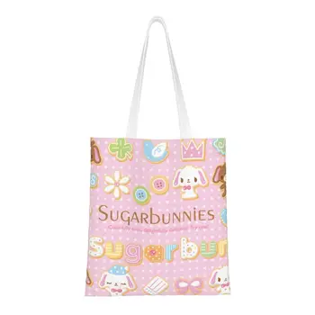 Чанта-тоут с хубав принтом Sugarbunnies, здрава холщовая чанта за пазаруване с герои от японски аниме