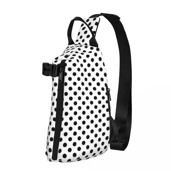 Черна Чанта през рамо полка точки, кръгове в грах, художествена градинска дрехи, нагрудная чанта за момче, велосипедна градинска дрехи, чанта-прашка, чанти през рамо с принтом