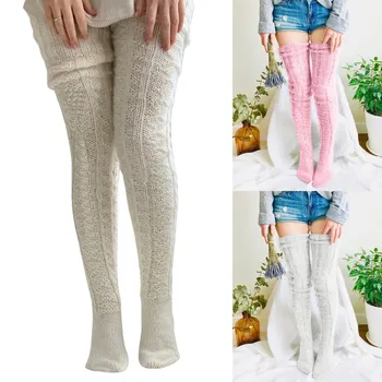 Чорапи, дамски памучни чорапи, високи дамски чорапи, топли коледни терлици за момичета дължина над коляното