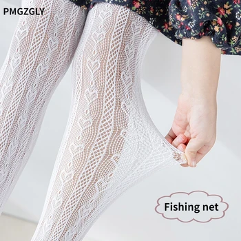 Чорапогащник за момичета от памук в рибарска мрежа принцеса, пълнозърнести чорапогащи за малки момичета, пролетно-летни панталони нов стил, дантелени чорапи