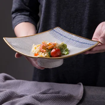 Японската квадратна керамична чиния с височина метър, чиния за суши, сашими, плодови чиния десерт плоча, ресторанная търговски чиния