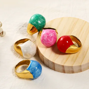 Луксозни дамски пръстени ангажимент от богемского кристал, злато, неръждаема стомана, многоцветен камък, пръст, за партита, украси за годеж